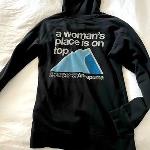 Size small Northface Hoodie with Annapurna mission logo and slogan. Worn once